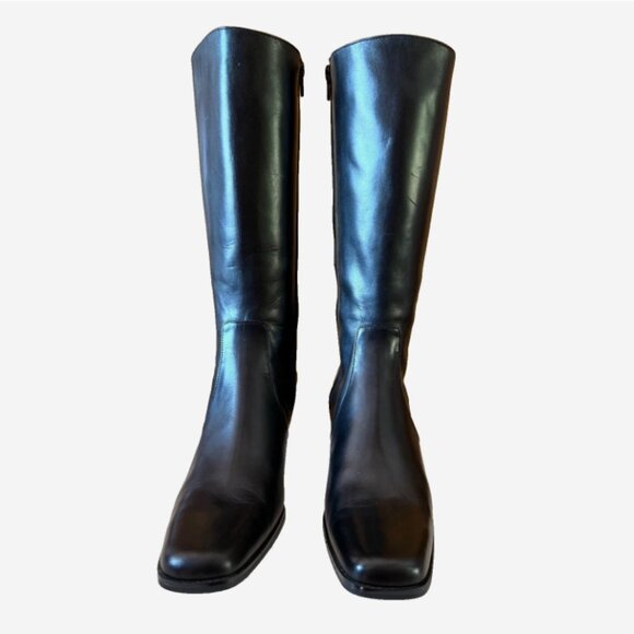 Sudini Torrey Black Napa Calf Italian Leather Tall Dress Boots 10.5N New - Picture 2 of 10